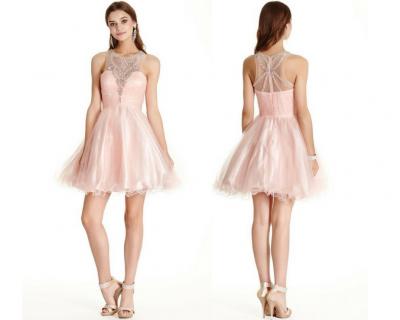 Dazzling Illusion Halter A-line Homecoming Dress